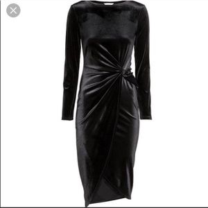 H&M Velvet long sleeve midi party dress